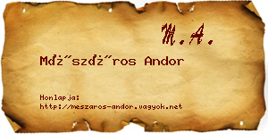 Mészáros Andor névjegykártya